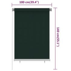 Greatstore Venkovní roleta 100 x 140 cm tmavě zelená HDPE