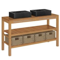 Greatstore Koupelnová skříňka masivní teak s umyvadly mramor černá