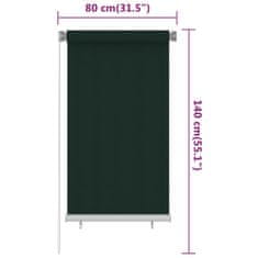 Greatstore Venkovní roleta 80 x 140 cm tmavě zelená HDPE