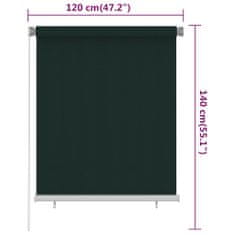 Greatstore Venkovní roleta 120 x 140 cm tmavě zelená HDPE