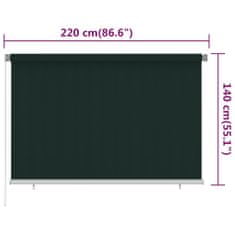 Greatstore Venkovní roleta 220 x 140 cm tmavě zelená HDPE