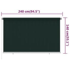 Greatstore Venkovní roleta 240 x 140 cm tmavě zelená HDPE