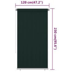 Greatstore Venkovní roleta 120 x 230 cm tmavě zelená HDPE