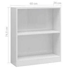 Vidaxl Knihovna bílá s vysokým leskem 60 x 24 x 74,5 cm dřevotříska