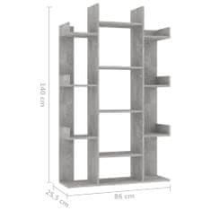 Greatstore Knihovna betonově šedá 86 x 25,5 x 140 cm dřevotříska