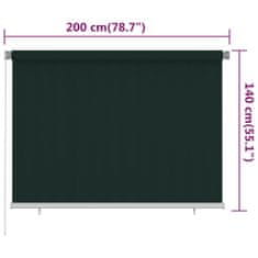 Greatstore Venkovní roleta 200 x 140 cm tmavě zelená HDPE