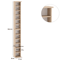 Target Home Stojan na CD / DVD s nastavitelnými policemi, dub sonoma