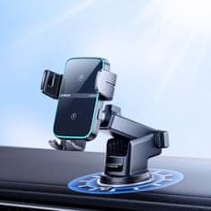 Joyroom Dual-Coil Dashboard držák na mobil do auta, Qi nabíječka 15W, černý