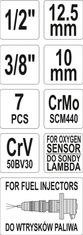 YATO Sada klíčů nástrčných na lambda sondy a vstřiky 7 ks