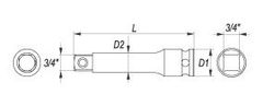 YATO Nástavec 3/4" rázový prodlužovací 175 mm CrMo