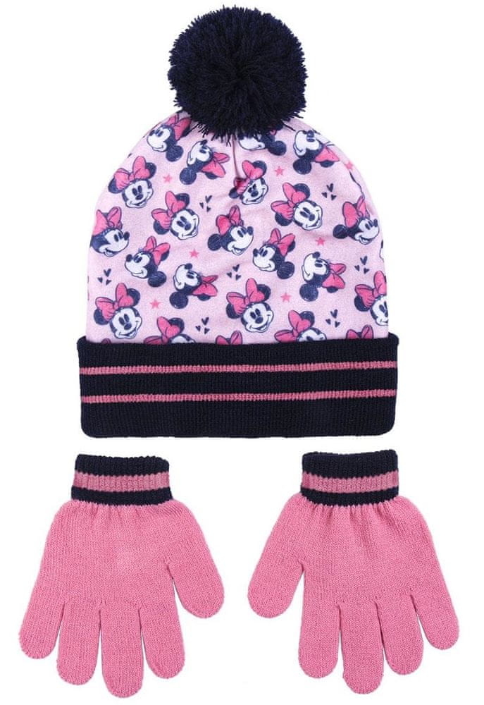 Disney dívčí růžový set čepice a rukavic Minnie Mouse 2200009617 4-8 let