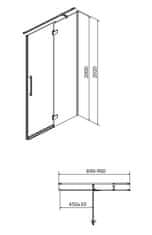 CERSANIT Sprchové dveře s panty crea 90x200, pravé, čiré sklo (S159-006)