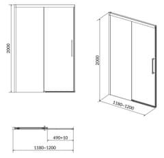 CERSANIT Sprchové posuvné dveře crea 120x200, čiré sklo (S159-007)