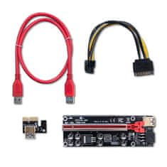 Qoltec PCI-E Riser 1x - 16x | USB 3.0 | ver. 009S Plus | SATA / PCI-E 6 pinů