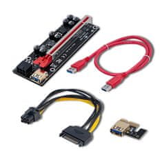 Qoltec PCI-E Riser 1x - 16x | USB 3.0 | ver. 009S Plus | SATA / PCI-E 6 pinů