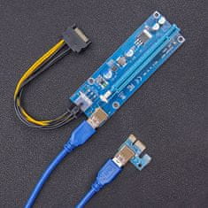 Qoltec PCI-E Riser 1x - 16x | USB 3.0 | ver. 009S | SATA / PCI-E 6 pinů