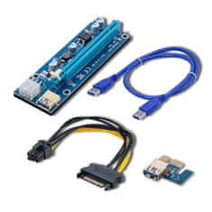 Qoltec PCI-E Riser 1x - 16x | USB 3.0 | ver. 009S | SATA / PCI-E 6 pinů