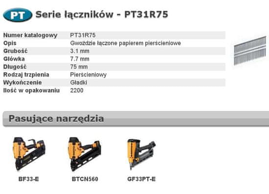 Bostitch Hřebíky Pt 33` 3,1 X 75Mm kroužek 2200 ks.