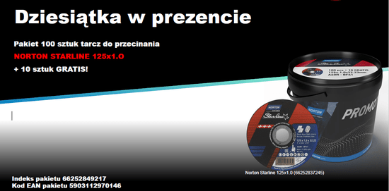 Norton Řezný kotouč Starline A60R 125X1.0X22.23 /100 kusů +10 kotoučů zdarma