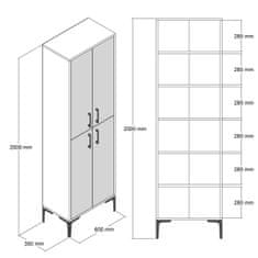 Hanah Home Botník Berlin 60x200 cm antracit/ořech