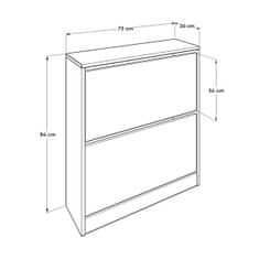 Hanah Home Botník Choros 73x84 cm bílý