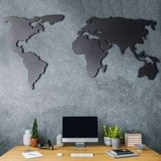 Hanah Home Nástěnná kovová dekorace Mapa světa 60x120 cm černá
