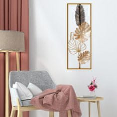 Hanah Home Nástěnná kovová dekorace Listy 32x90 cm zlatá