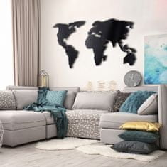 Hanah Home Nástěnná kovová dekorace Mapa světa 85x170 cm černá