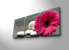 Hanah Home Obrazové nástěnné hodiny Gerbera 96x40 cm vícebarevné