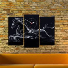 Hanah Home Obrazové nástěnné hodiny Kůň 66x45 cm černo-bílé