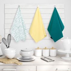 AmeliaHome Sada kuchyňských ručníků Letty Grain - 3 ks tyrkysová/žlutá, velikost 50x70