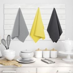 AmeliaHome Sada kuchyňských ručníků Letty Plain - 3 ks šedá/žlutá, velikost 50x70