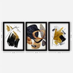 Hanah Home Sada obrazů Gold and Black 35x45 cm 3 ks