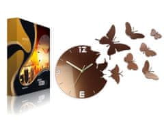 ModernClock 3D nalepovací hodiny Butterflies meděné