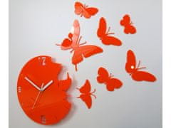 ModernClock 3D nalepovací hodiny Butterfly oranžové