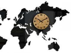 ModernClock 3D nalepovací hodiny Continents černé