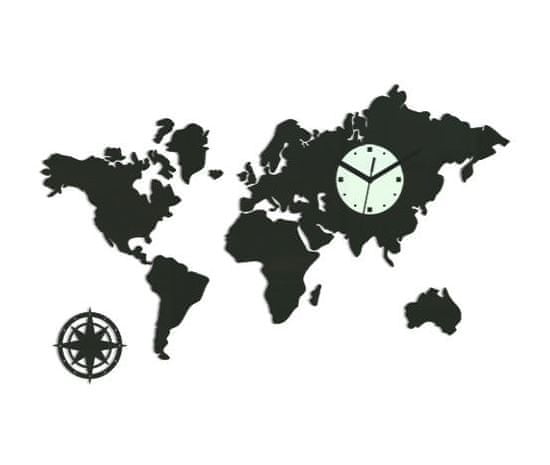 ModernClock 3D nalepovací hodiny Continents wenge