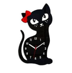 ModernClock Nástěnné hodiny Cat černé