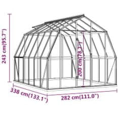 Vidaxl Skleník s podkladovým rámem antracitový 8,17 m² hliník