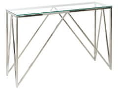 Beliani Skleněný konzolový stolek stříbrný WESO