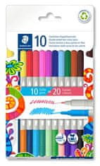 Staedtler Fixy "3280", 20 různých barev, sada, 1-3 mm, oboustranné, vypratelné, 3280 C10