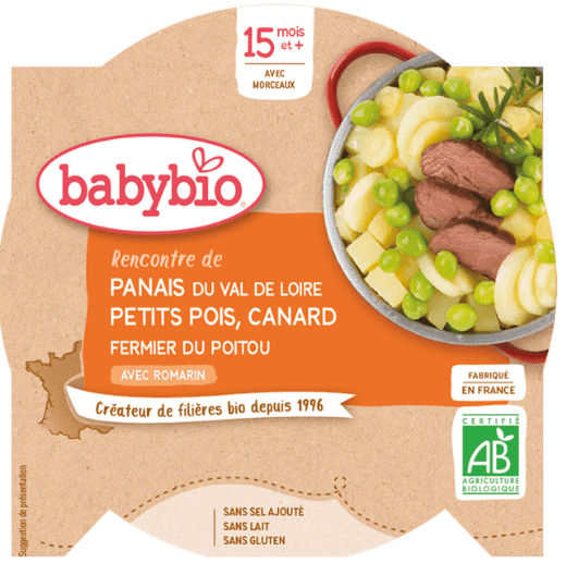 Babybio  pastinák s hráškem a farmářskou kachnou 260 g