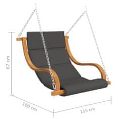 Vidaxl Závěsné křeslo s poduškou masivní smrk s teakovou úpravou
