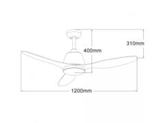 Martec MEF1333WW Elite, bílá, stropní ventilátor se světlem