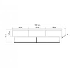 Dalenor Televizní stolek Milo, 180 cm, ořech