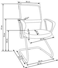 Konferenční židle VIRE SKID - látka, síť, černá