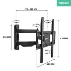 VONROC VONROC Kloubový nástěnný držák na TV s plným pohybem 37 až 75 palců – Univerzální | Včetně montážního materiálu