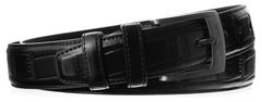 Inny Unisex, černý kožený pásek se vzorem imitujícím krokodýlí kůži 105