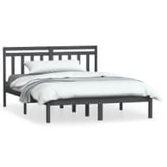 shumee Rám postele šedý masivní dřevo 150 x 200 cm King Size
