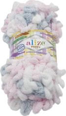 Bellatex Příze PUFFY color - 100g / 9 m - bílá, šedá, světle růžová